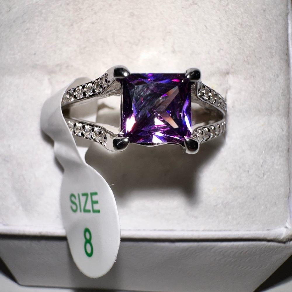 Amethyst cubic zirconia on .925 solid Sterling silver